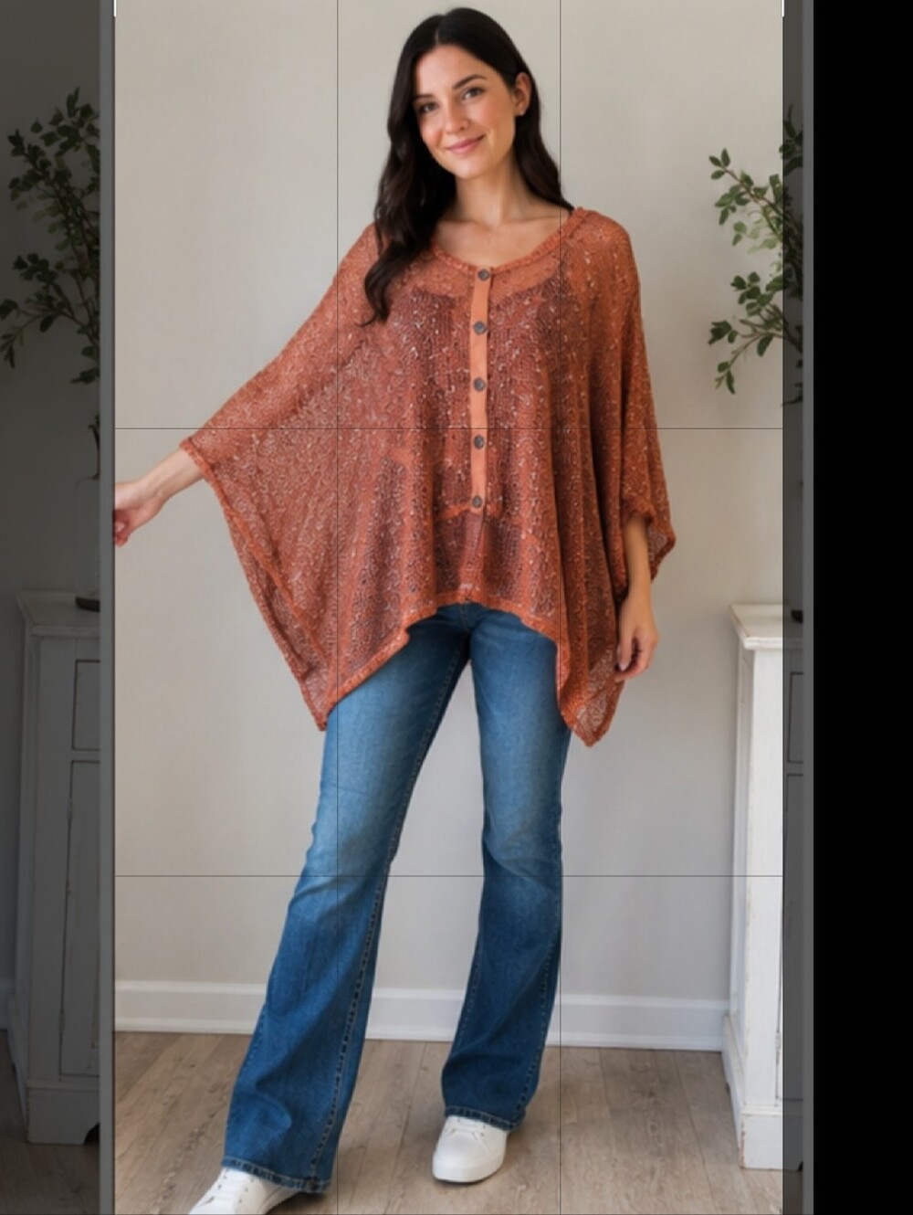 Katie Todd Rust Knit Button-Front Cardigan